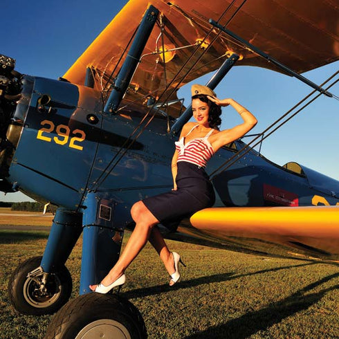 1940s Pin-Up On Stearman Biplane PlayStation PS4 Skins